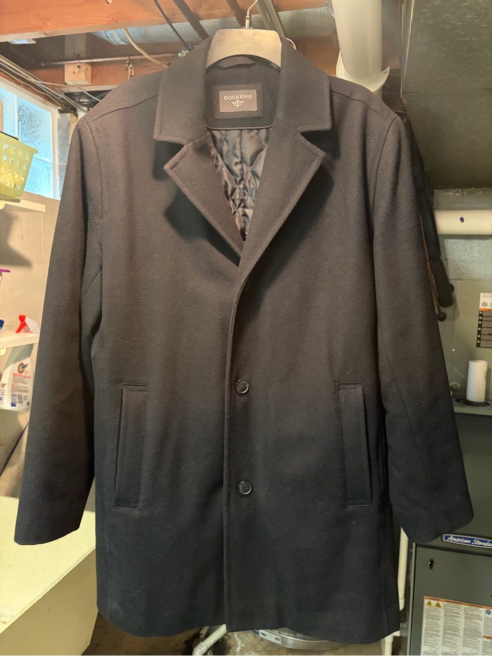 Dockers Men's Black Wool-Blend Overcoat size medium